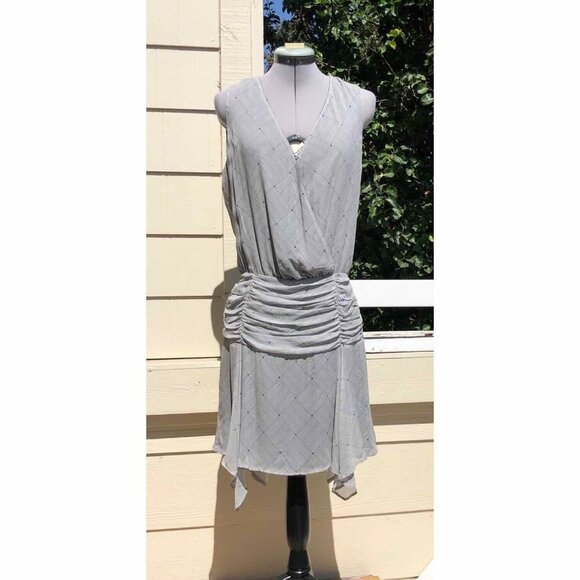 krisa Surplice Ruched Tank Dress Gray Size Small - Picture 1 of 8